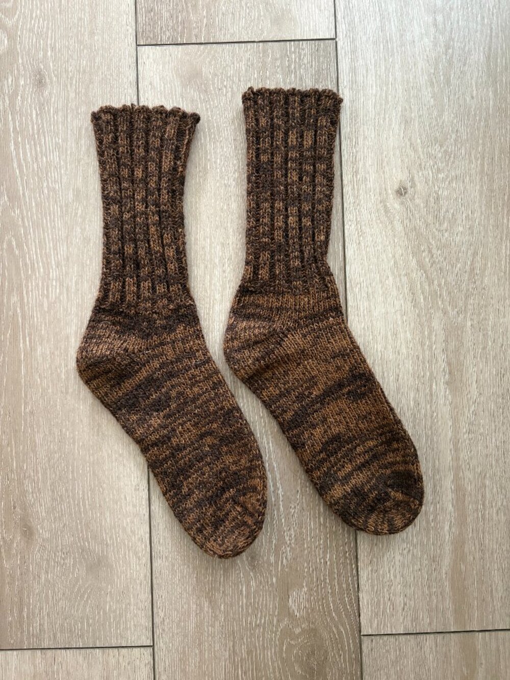 Hand Knit Icelandic 100% Wool Socks Brown Marl- medium